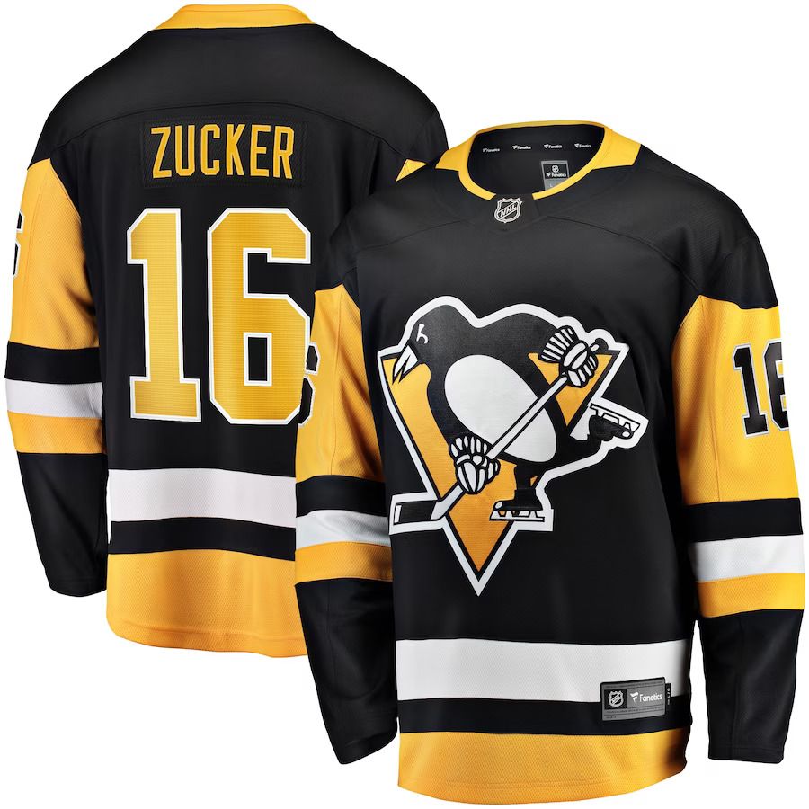 Men Pittsburgh Penguins 16 Jason Zucker Fanatics Branded Black Breakaway Player NHL Jersey